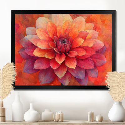 Sunset Hues Vivid Dahlia Vision I - Dahlia Wall Art Decor