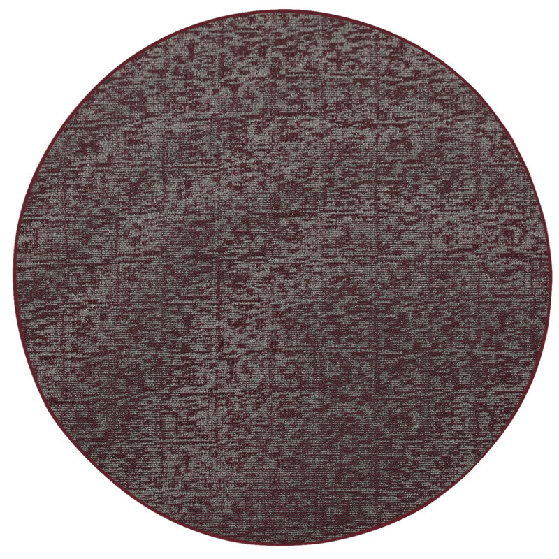 Tapis décoratif Elemental - imprimé géométrique vieilli bourgogne, Rond 4 pi