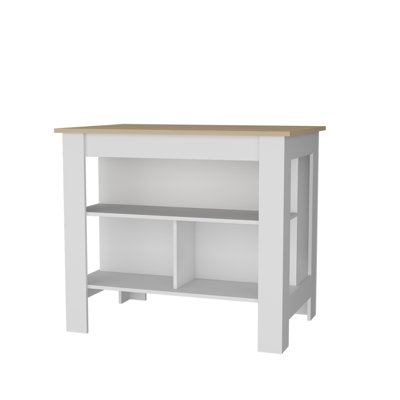 Aztec Kitchen Island In Melamine With Open Storage