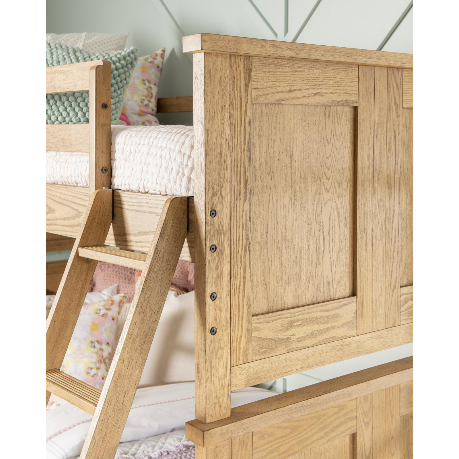 Today's Traditions Bunk Bed With Ladder, Hickory, Twin Over Full