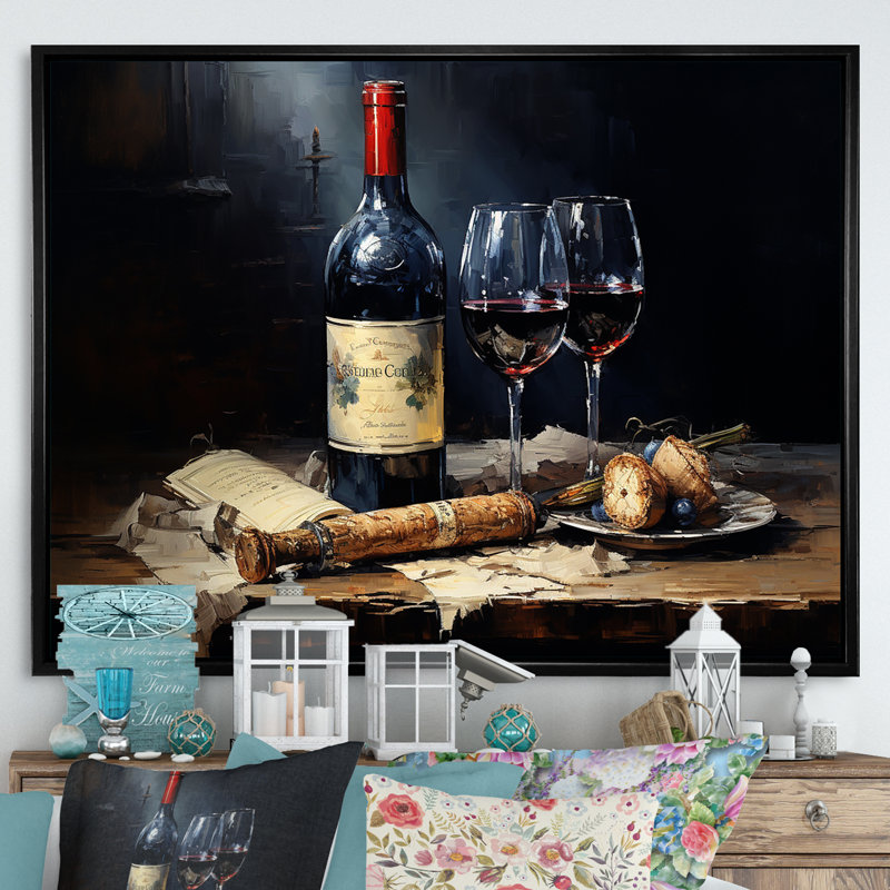 Sommeliers sélection sur toile, H 34 po x l 44 po x P 1,5 po, Cadre flottant noir