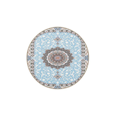 Tapis décoratif floral bleu clair lavable à la machine