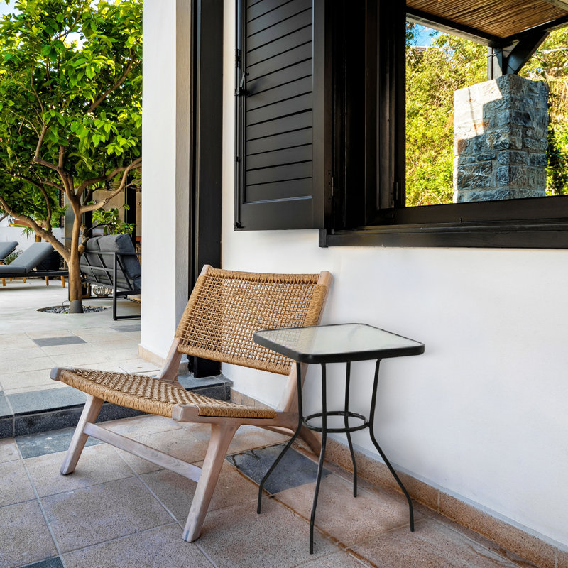 Elkie Square Glass Outdoor Dining Table , 24 " W 24 " D
