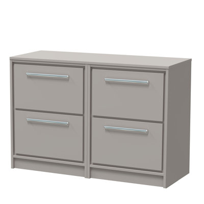 Hudson Reed Lille 1200mm Pebble Grey 4 Drawer Floor Standing Vanity Unit With Co-ordinating Worktop