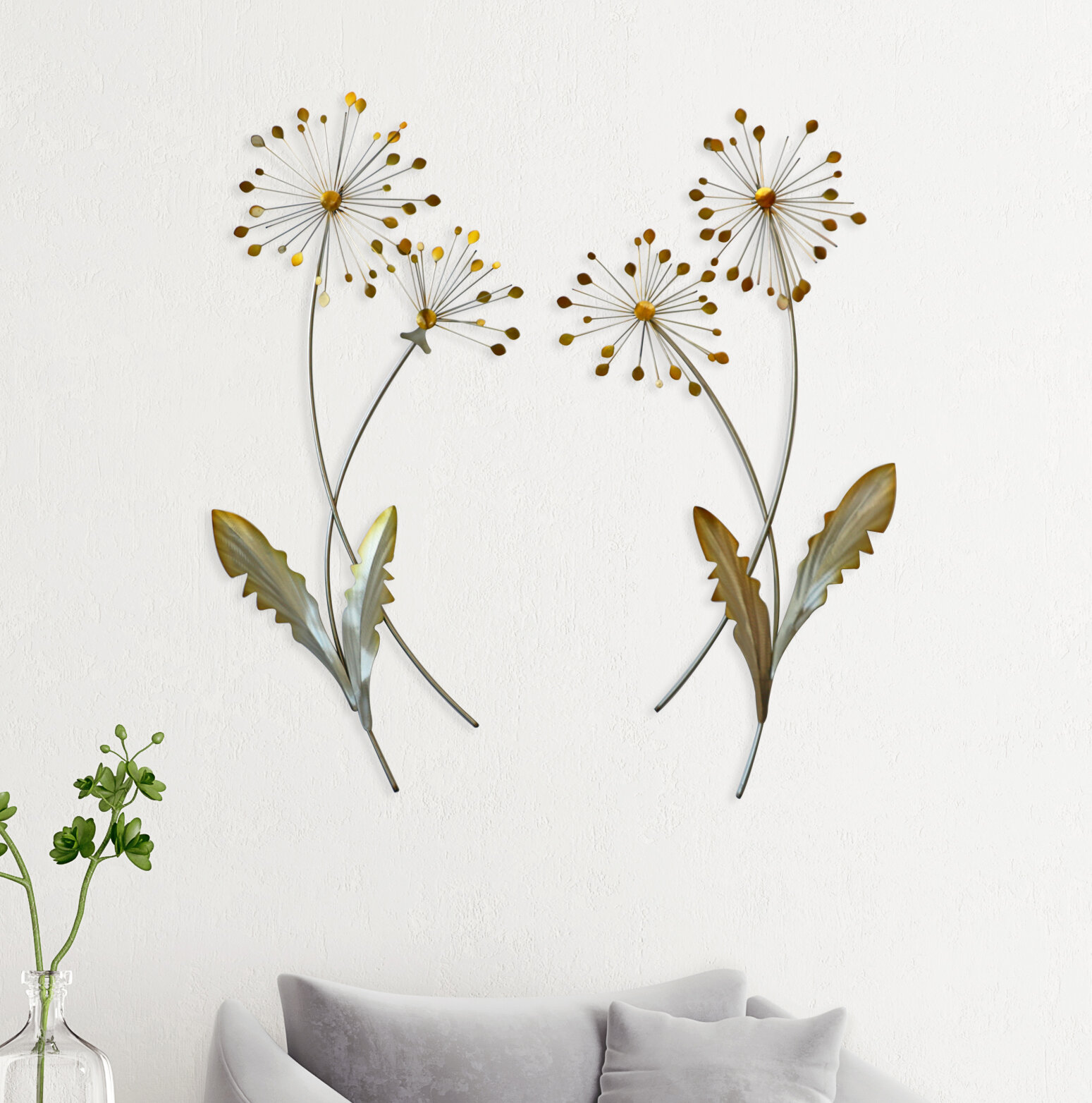 Acrylic dandelion painting of wildflowers small wall decor