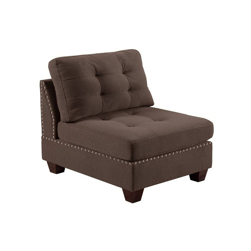 Fauteuil capitonné de salon, fauteuil de lecture, Lin couleur café