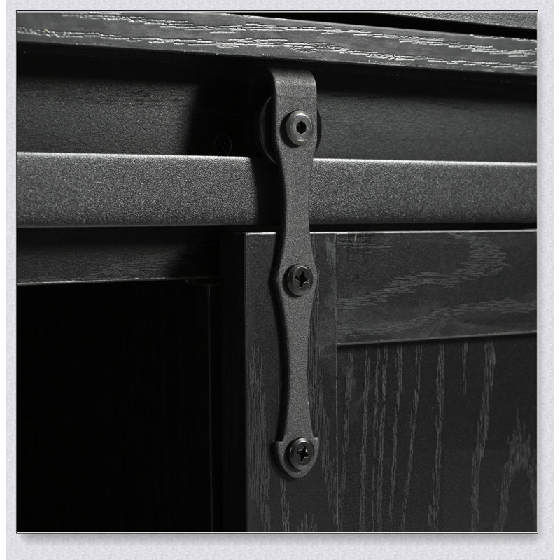 53.7 Inch Farmhouse Kitchen Island with Power Outlet, Sliding Barn Doors, and Drop Leaf for Versatile Storage and Convenience