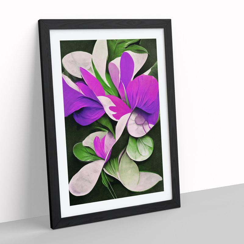 Flowers Abstract No.5 - Framed Print, Black, 64cm H x 46cm W