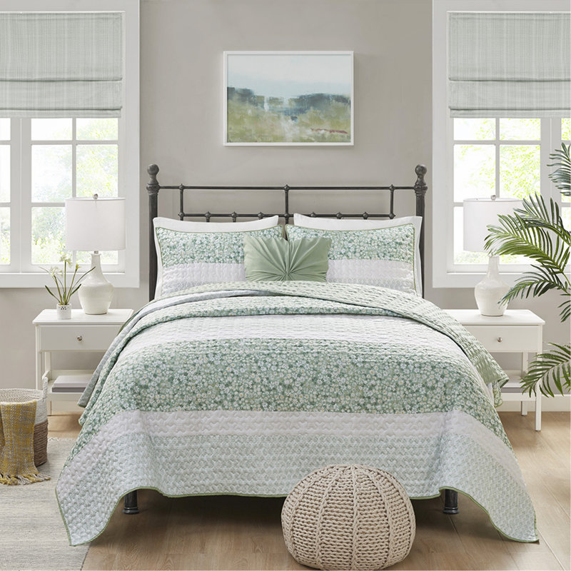 Ensemble de courtepointe double / grand 4 pièces avec coussin décoratif, Courtepointe pour grand lit + 3 pièces supplémen