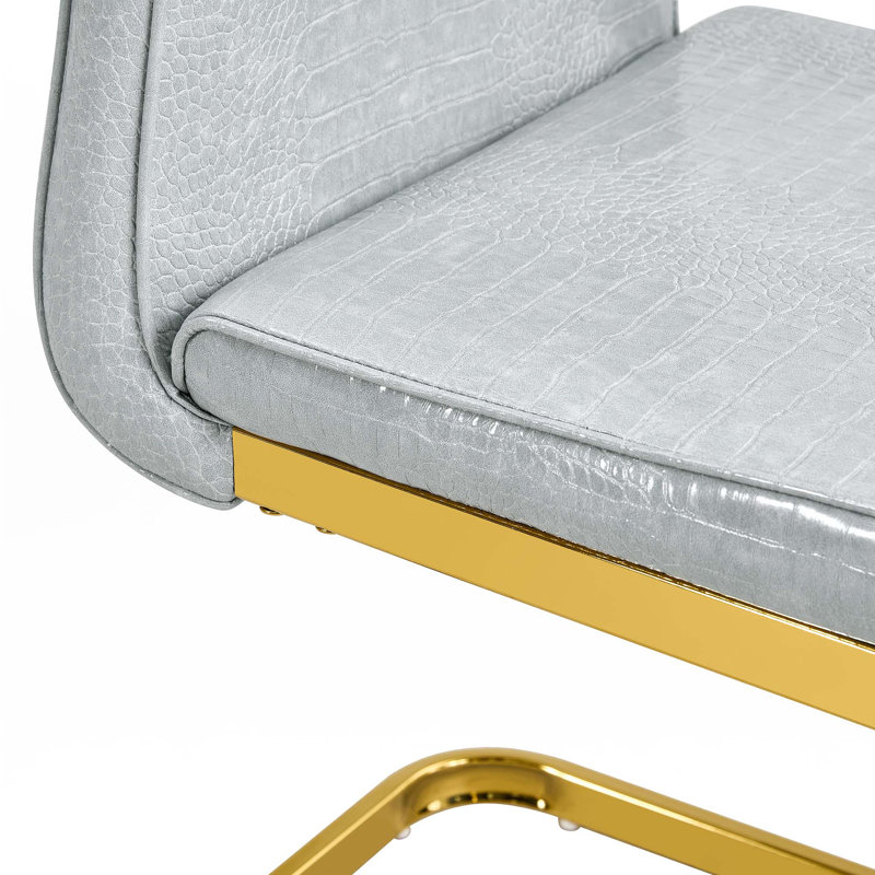 Chaises de salle à manger rembourrées en peau d'alligator rétro, Gris, 2, Doré