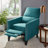  Fabric Pushback Recliner Chair, Compact Mid Century Accent Armchair with Rivet Decoration and Side Pocket-882400901