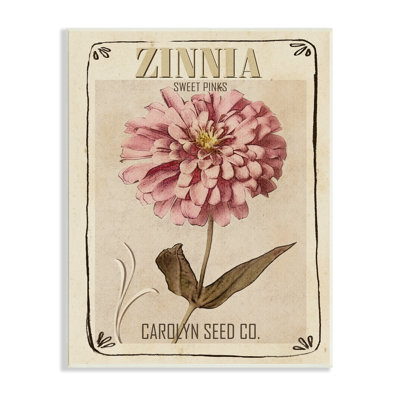 Sweet Sweet Zinnia Florals Vintage Seed Packet Oversized White