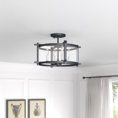 Plafonnier semi-encastré cylindrique unique à 4 lumières de 16,37 po Crissey