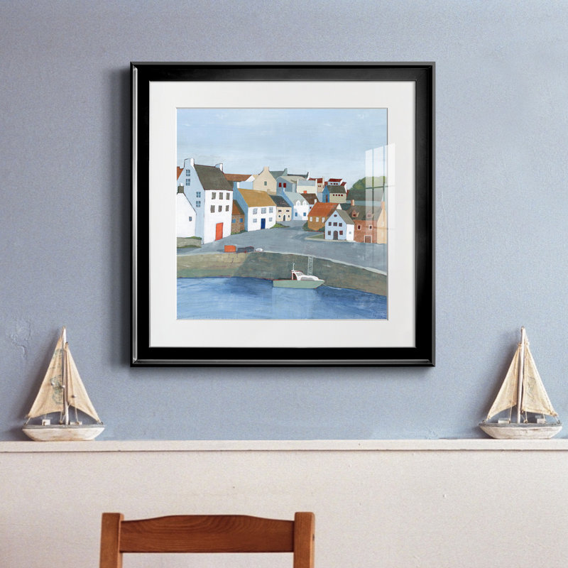 «Old Coast Town II», reproduction encadrée de qualité supérieure - prête à être accrochée, H 30,5 po x l 30,5 po x P 1,5 po