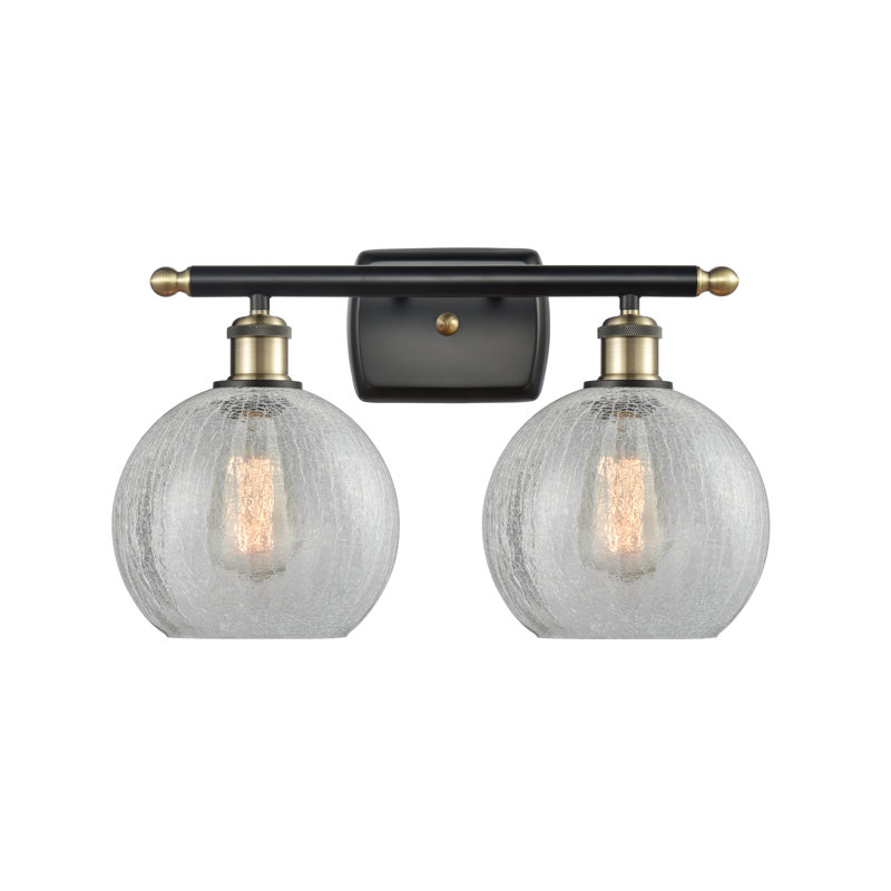 Baptista 2 - Light Dimmable Vanity Light, Clear Crackle, Black Antique Brass, Bulb Not Included