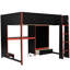 Lit double, lit mezzanine en bois, noir, bureau intégré, garde-robe, DEL, tiroir, peu encombrant, design moderne, fonctionnel pour les amoureux-261260771