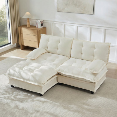 77" L Shaped Modern Sofa Modular Sectional Cloud Couch with Ottoman