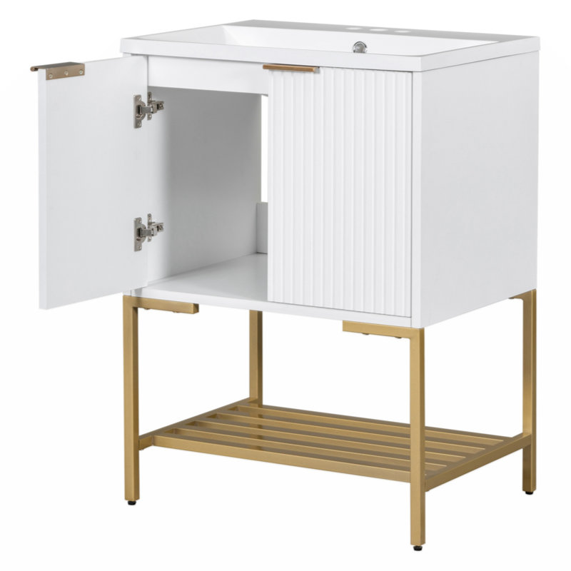 Tykel 24 " W Freestanding Standard Single Vanity Bathroom Vanity With Top