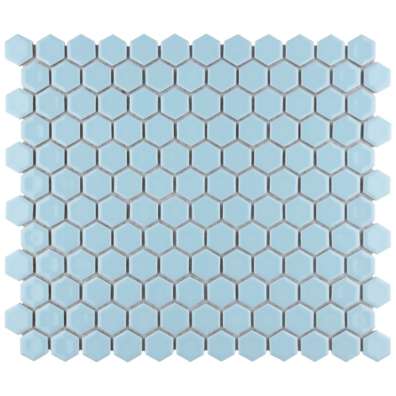 Hudson 1" x 1" Porcelain Honeycomb Mosaic Wall & Floor Tile, Cashmere Blue