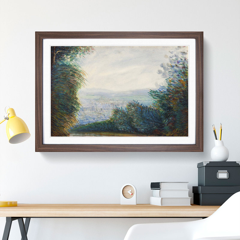 Auvers Valley on the Oise River by Pierre-Auguste Renoir - Picture Frame Painting, Walnut Framed, 36cm H x 48cm W x 2cm D