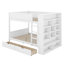 Lit superposé double au-dessus de double avec tablettes de rangement, structure de lit superposé en bois avec 2 tiroirs et armoire à couches multiples-592936198-592936199