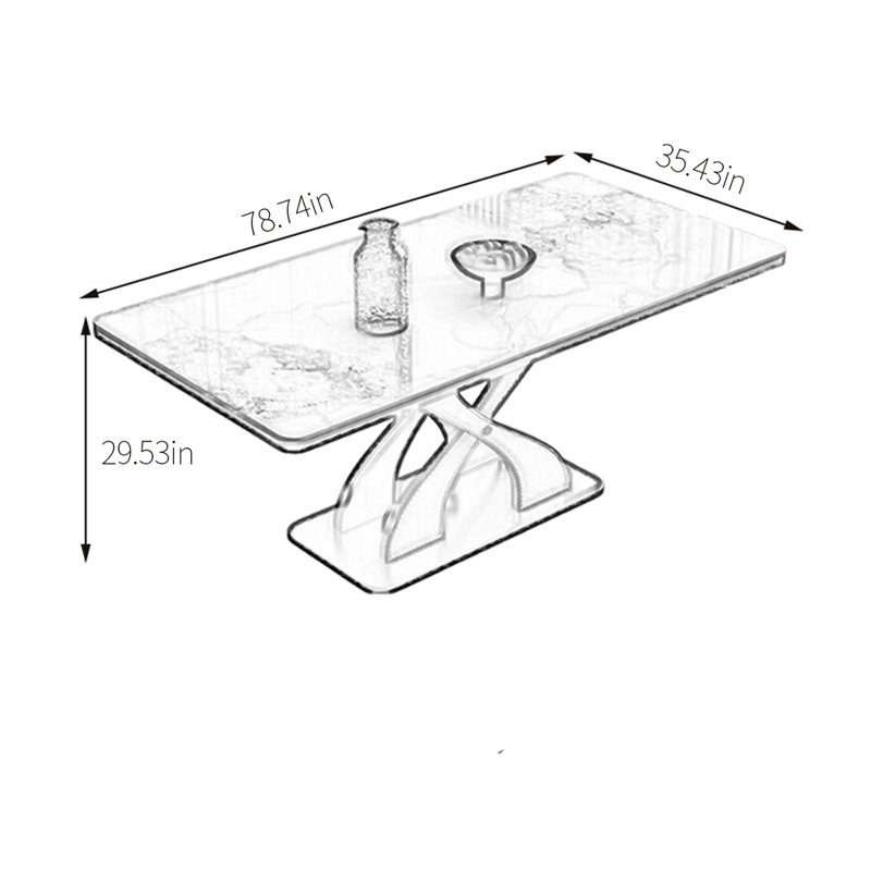 Sintered stone creative dining table, 29.53"H x 78.74"L x 35.43"W, Gray
