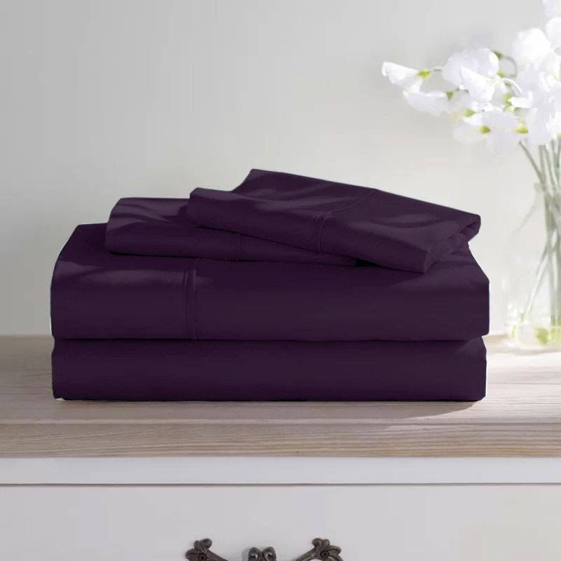 Ensemble de draps en microfibre douce 1800 Series Wayfair Basics®, Aubergine