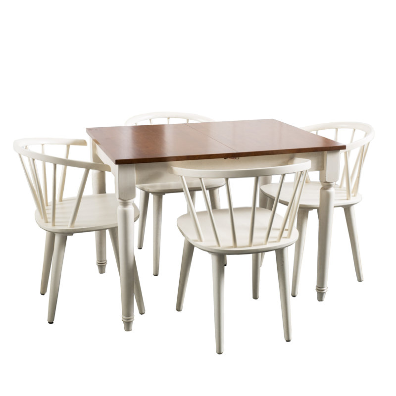 Damon Extendable Solid Wood Top Four Leg Base Dining Set