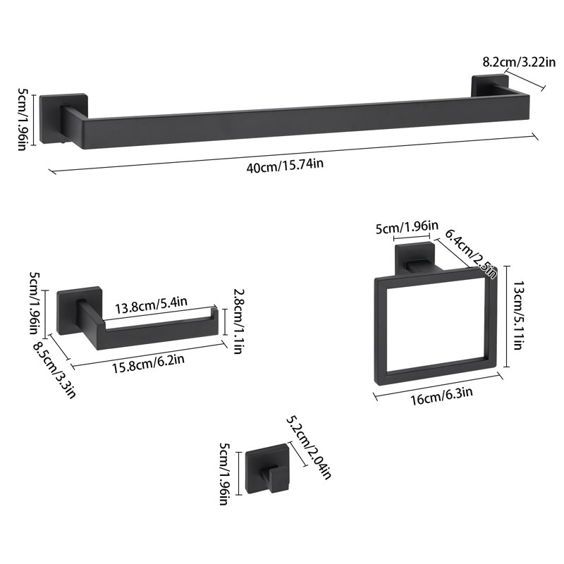 10-Pieces Matte Black Bathroom Accessories Set