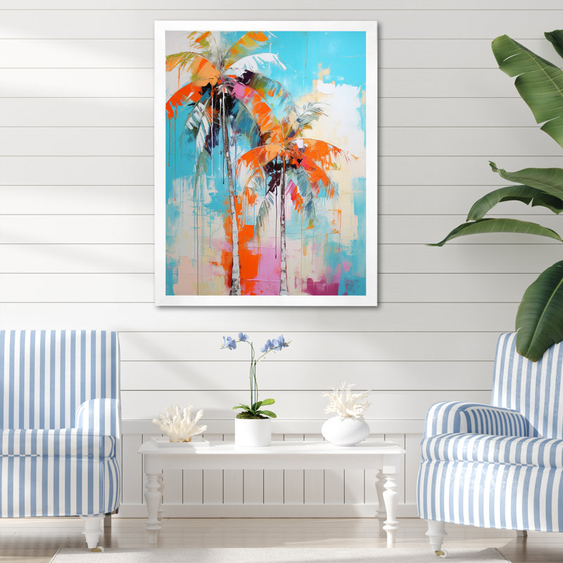 Ibarhim Palm Trees VI sur impression sur toile, H 40 po x l 30 po x P 1,5 po, Cadre photo blanc
