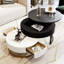 Tables basses modernes avec 2 tiroirs, plateau relevable et gigogne, attrait blanc et noir Surprise