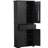 Black Storage Cabinet For Bathroom - Adjustable Shelf Functional Unit In Modern With Drawer-533804189
