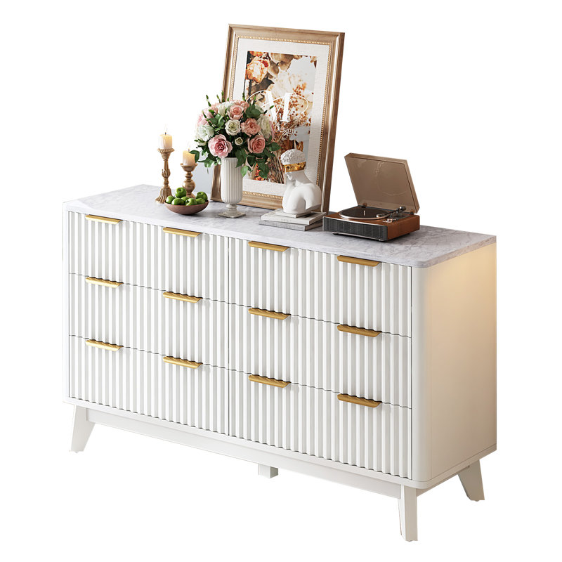 Commode 6 tiroirs Gerius, Blanc