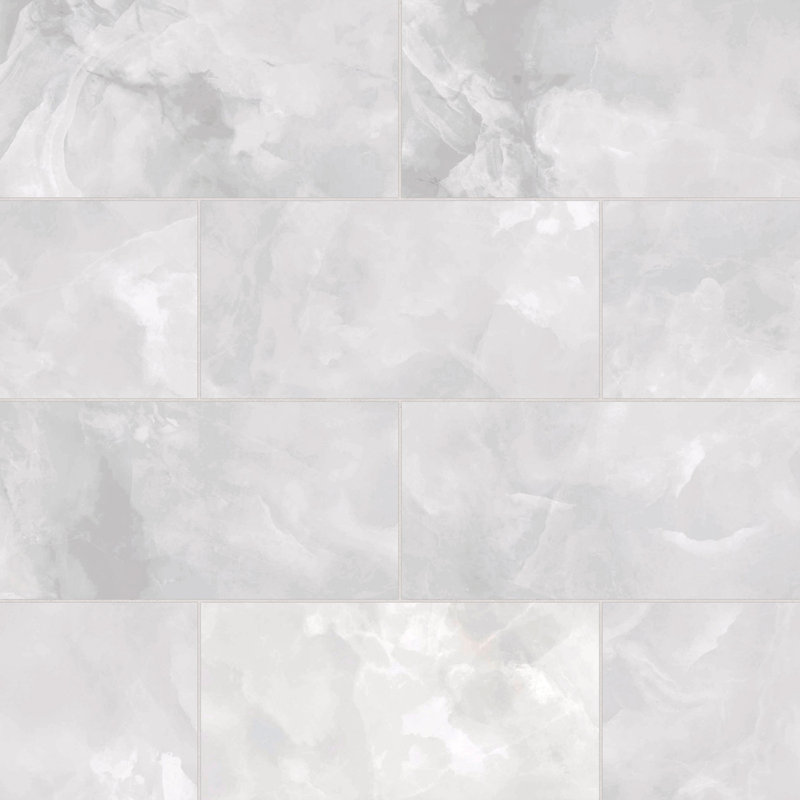 Gemma 12" x 24" Porcelain Marble Look Wall & Floor Tile, White Onyx