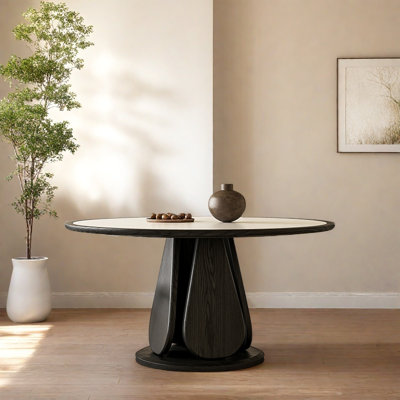 Table ronde noire en bois massif