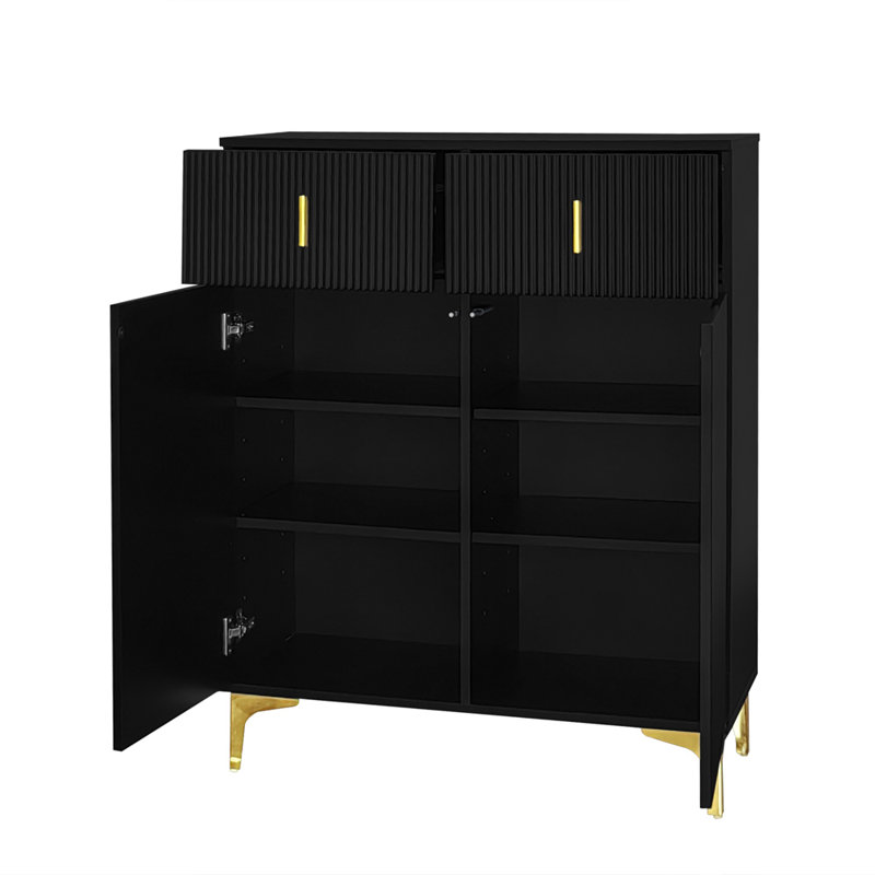 12 Pair Shoe Storage Cabinet, Black