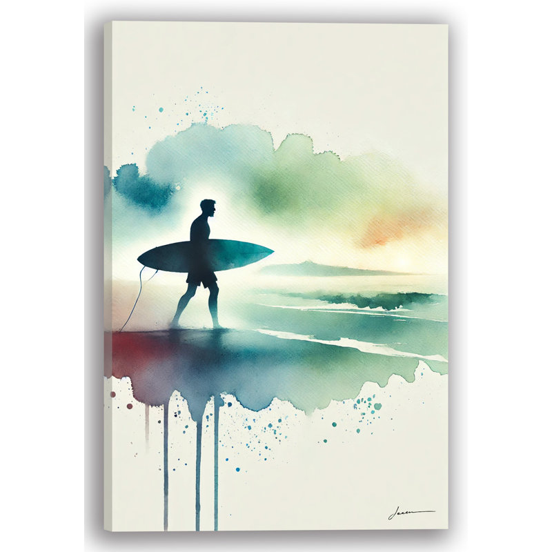 «Dreamy Coastal Surfer», reproduction d'art sur toile tendue, H 24 po x l 16 po x P 1,5 po
