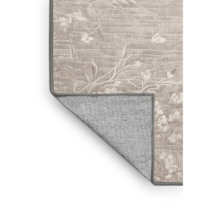 Machine Washable Gray Area Rug, Round 3'