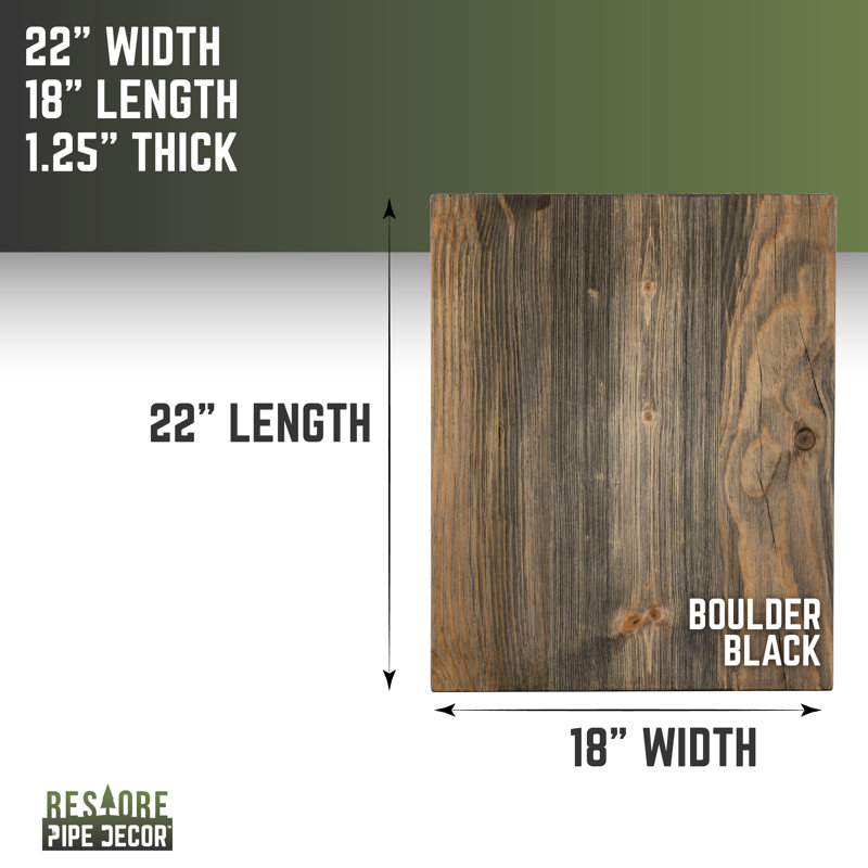 22 In. X 18 In. X 1.25 In. RESTORE End Table Wood Top, Boulder Black