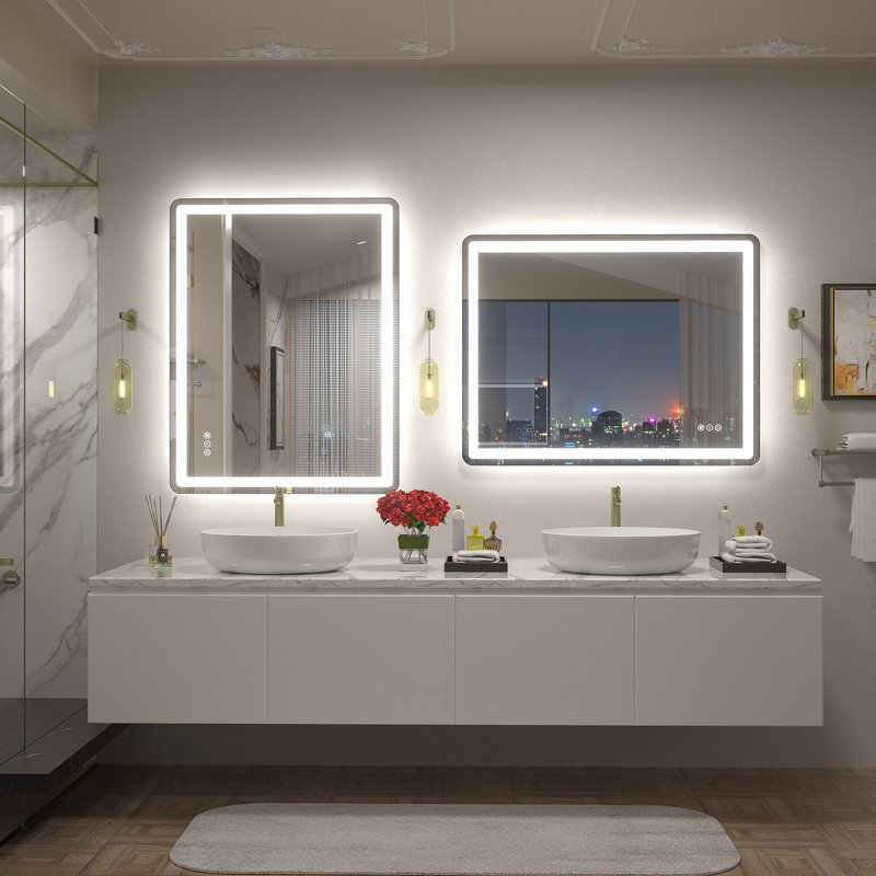 Aevar UL Certified Front & Back LED Anti-Fog Tempered Glass Bathroom/Vanity Mirror with 3-Year Warranty, 36" x 28"