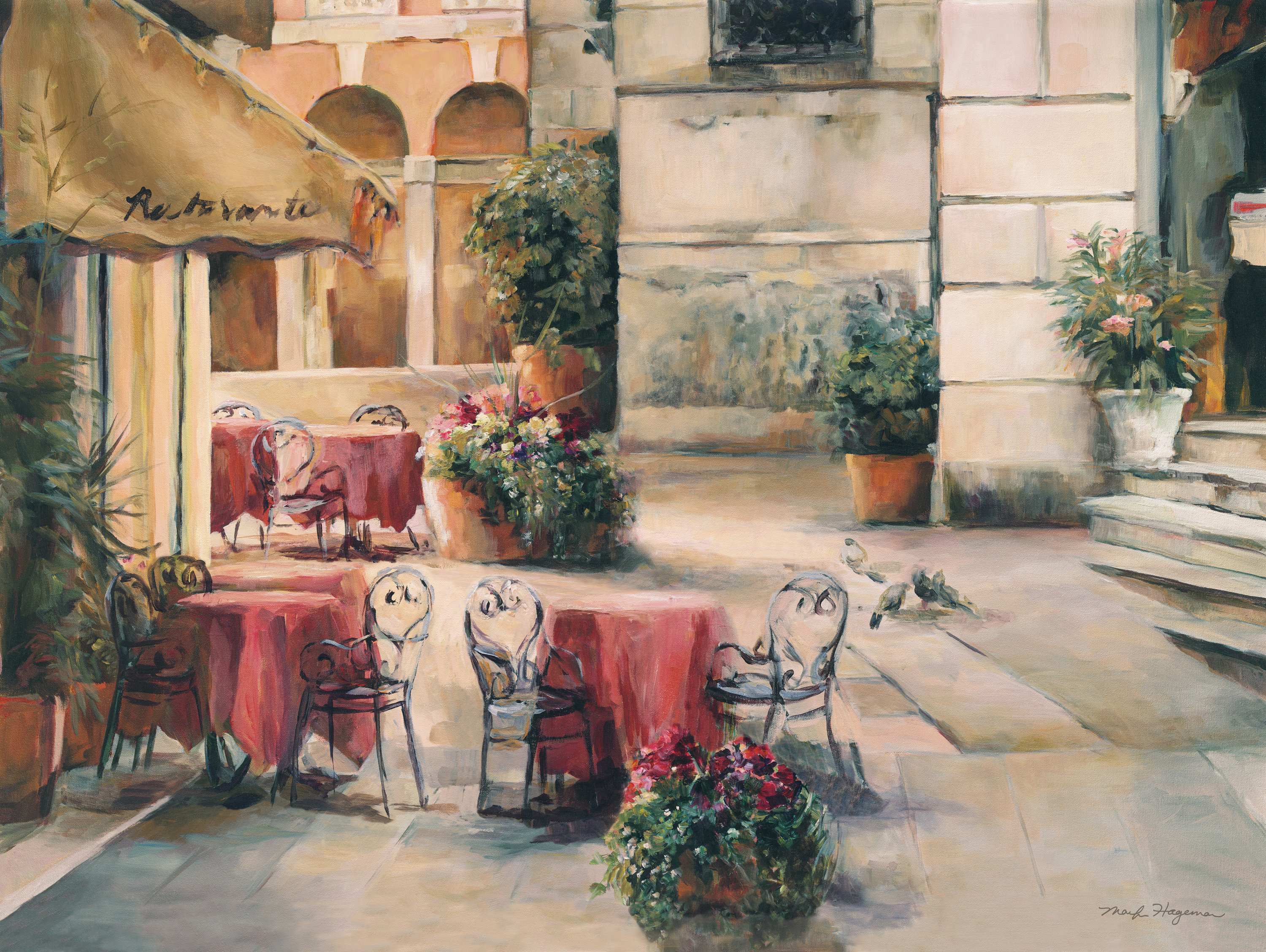Winston Porter Plaza Cafe On Canvas by Marilyn Hageman Print | Wayfair