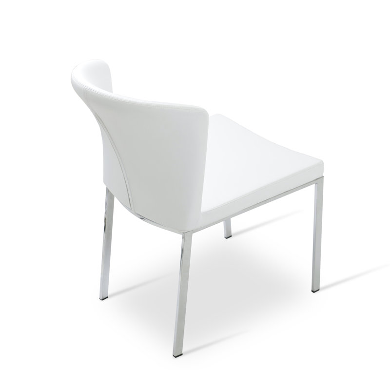 Capri 18'' H Faux Leather Upholstered Metal Side Chair, White Faux Leather