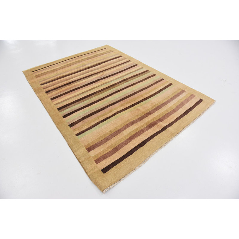 Tapis en laine beige 4 pi 7 po x 6 pi 4 po one-of-kind main noué la Nash