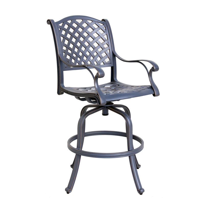 Tabouret de bar 17,55 "avec coussin Jeffcoat, Tissage uni ardoise coulée Sunbrella®, Nuit désertique