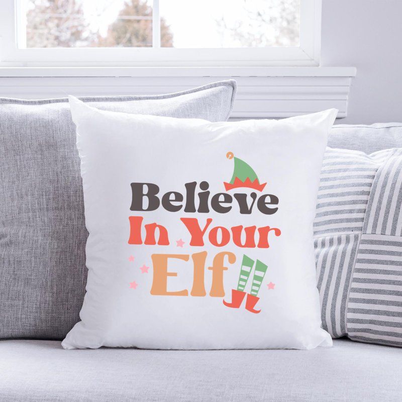 Coussin en polyester ChristmasCuteQuotes-02, 14 po x 14 po