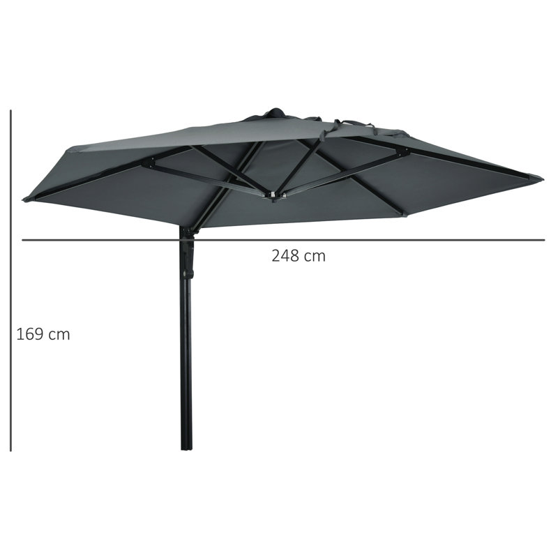 Brucha 248cm Wall Mount Parasol, Dark Grey