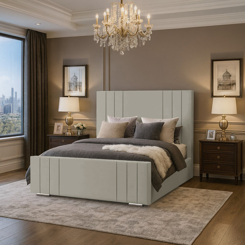 Aalyan Upholstered Bed, 160 x 219 cm, Silver
