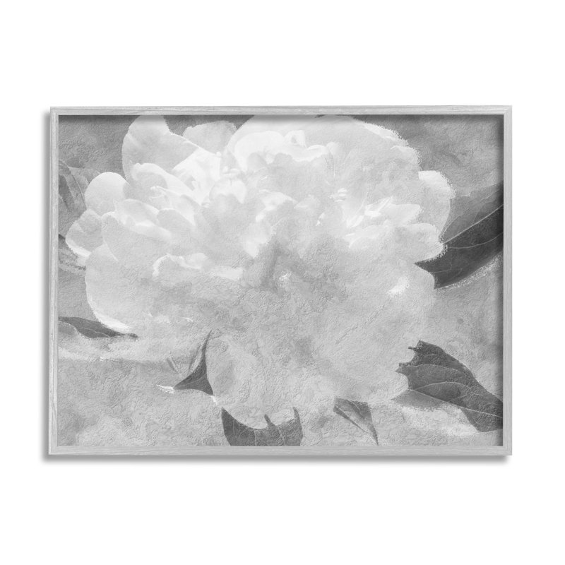 Fleur blanche, art giclée monochrome par Lil 'Rue, H 24 po x l 30 po x P 1,5 po, Estampe numérique Farmhouse