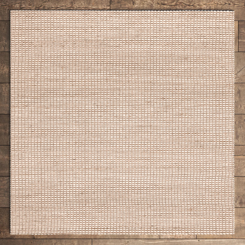 Atiyanna Handmade Tufted Natural/Ivory Area Rug, Square 6'