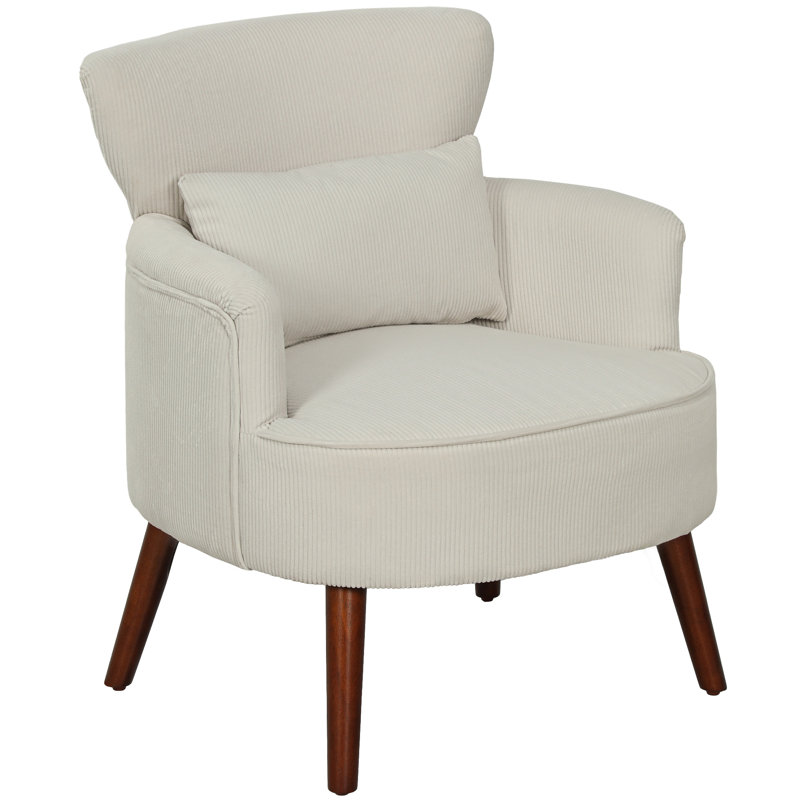 Chaise d'appoint rembourrée avec pieds en bois pour le salon, crème